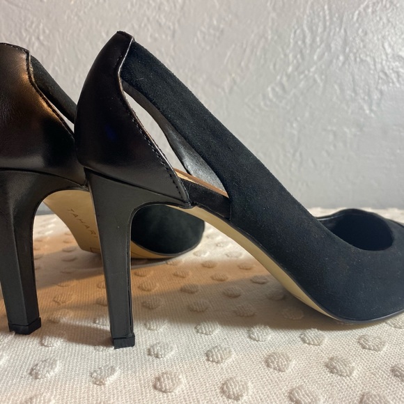 TAHARI Stella Black Suede/Leather Cap Toe Heel - Picture 10 of 16